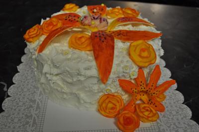 Orange Lily baby shower cake