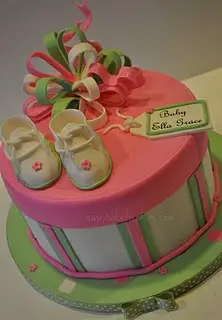 Pink and green baby shower cake