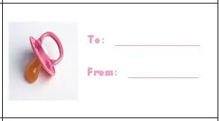 Pink pacifier gift tag