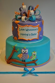 Owl themed baby shower cake